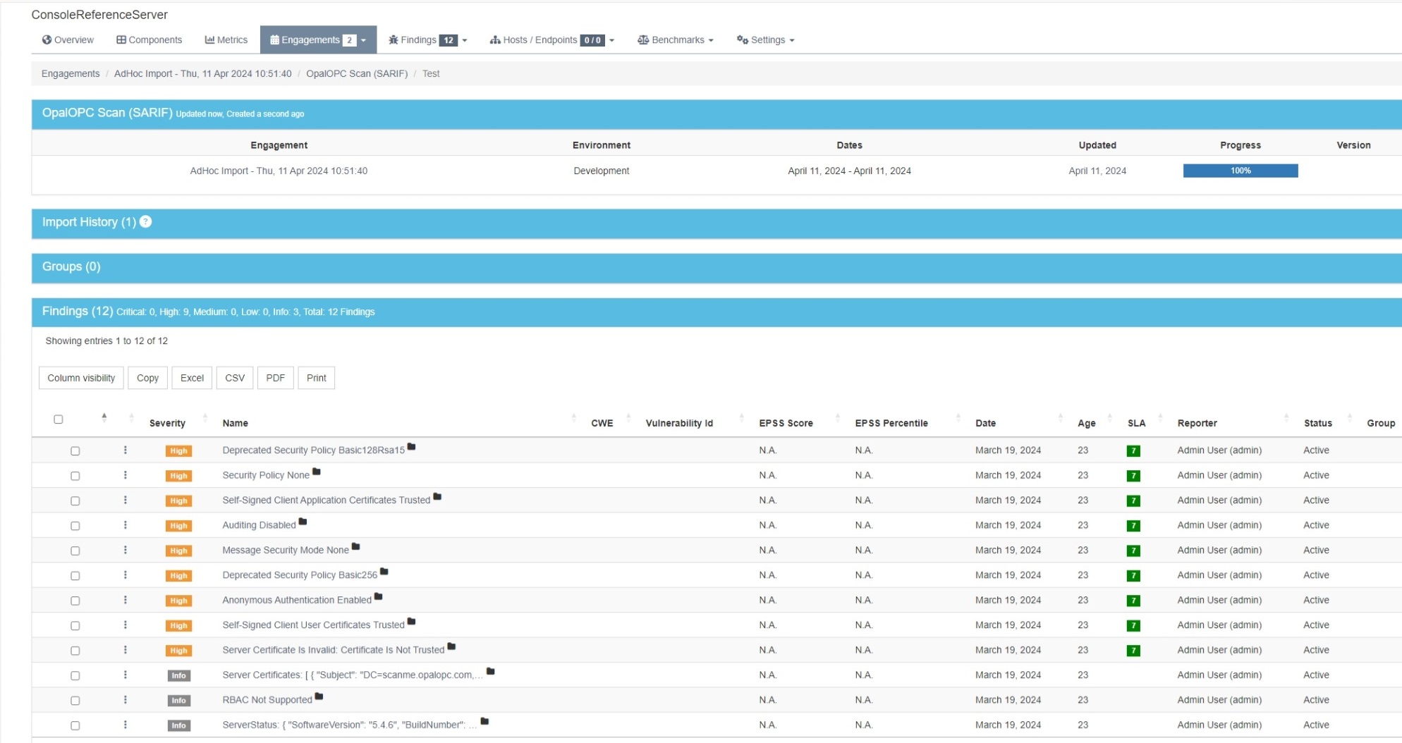 Scan results in engagement